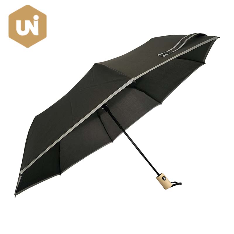 Wooden Three Folding Automatic Umbrella